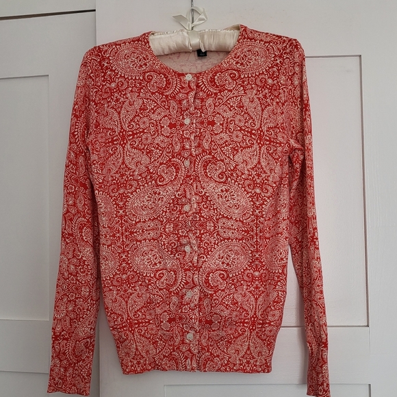 Lands End cotton paisley cardigan - Picture 1 of 7